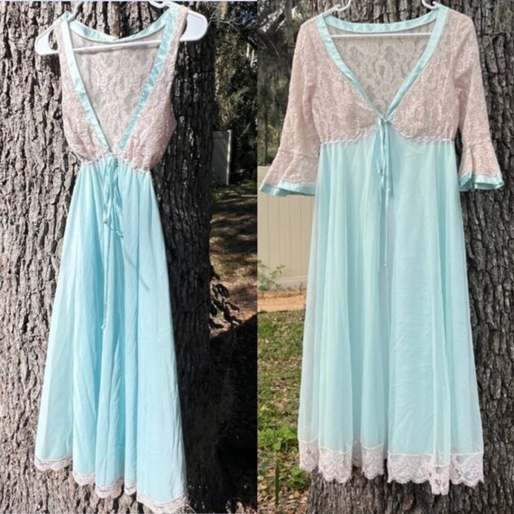 '60s Glam Peignoir SET Claire Sandra/Lucie Ann Beverly Hills Original STUNNING